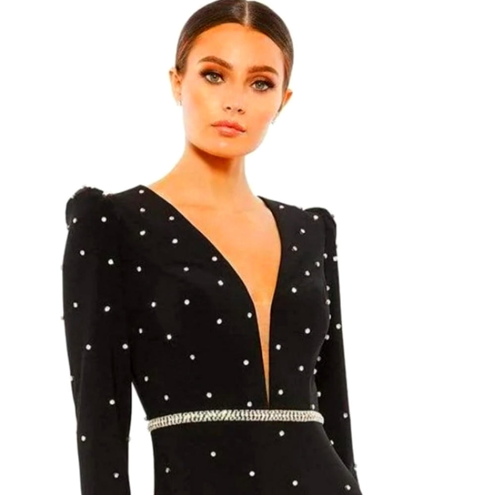 NWT Beautiful Macduggal dress black w/rhinestones